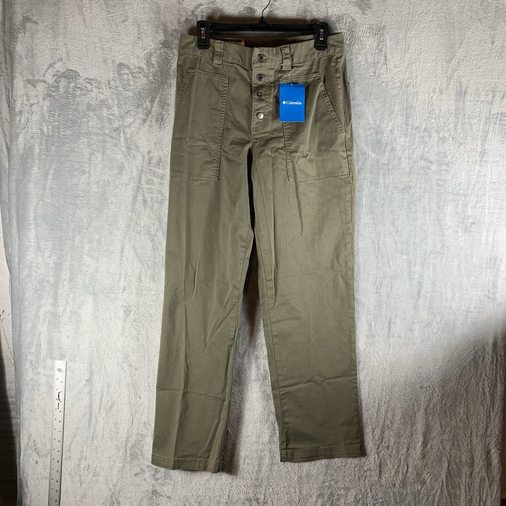 Columbia‎ Women's Pants 10 Holly Hideaway Green Button Fly Utility Cotton NWT